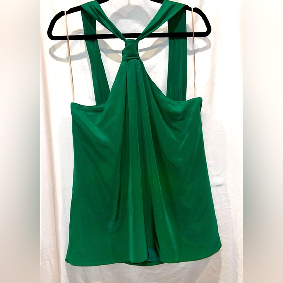 Trina Turk Locket Silk Halter Top - Emerald Green - Picture 1 of 4